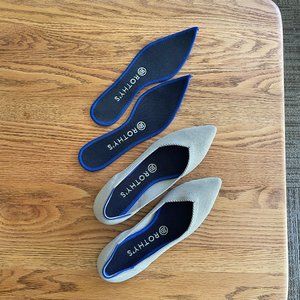 Like new - Rothy's The Point flats in flax birdseye light grey - W7
